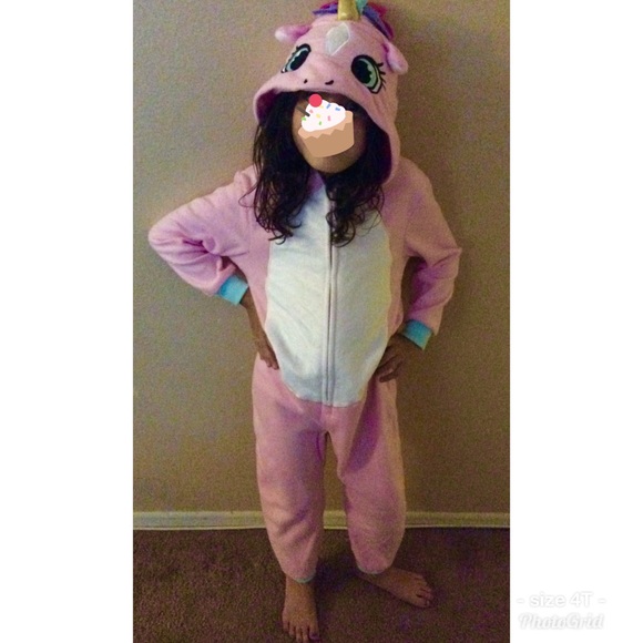 💥HP💥 🆕UNICORN PAJAMAS girls onsie pink fleece - Picture 2 of 7